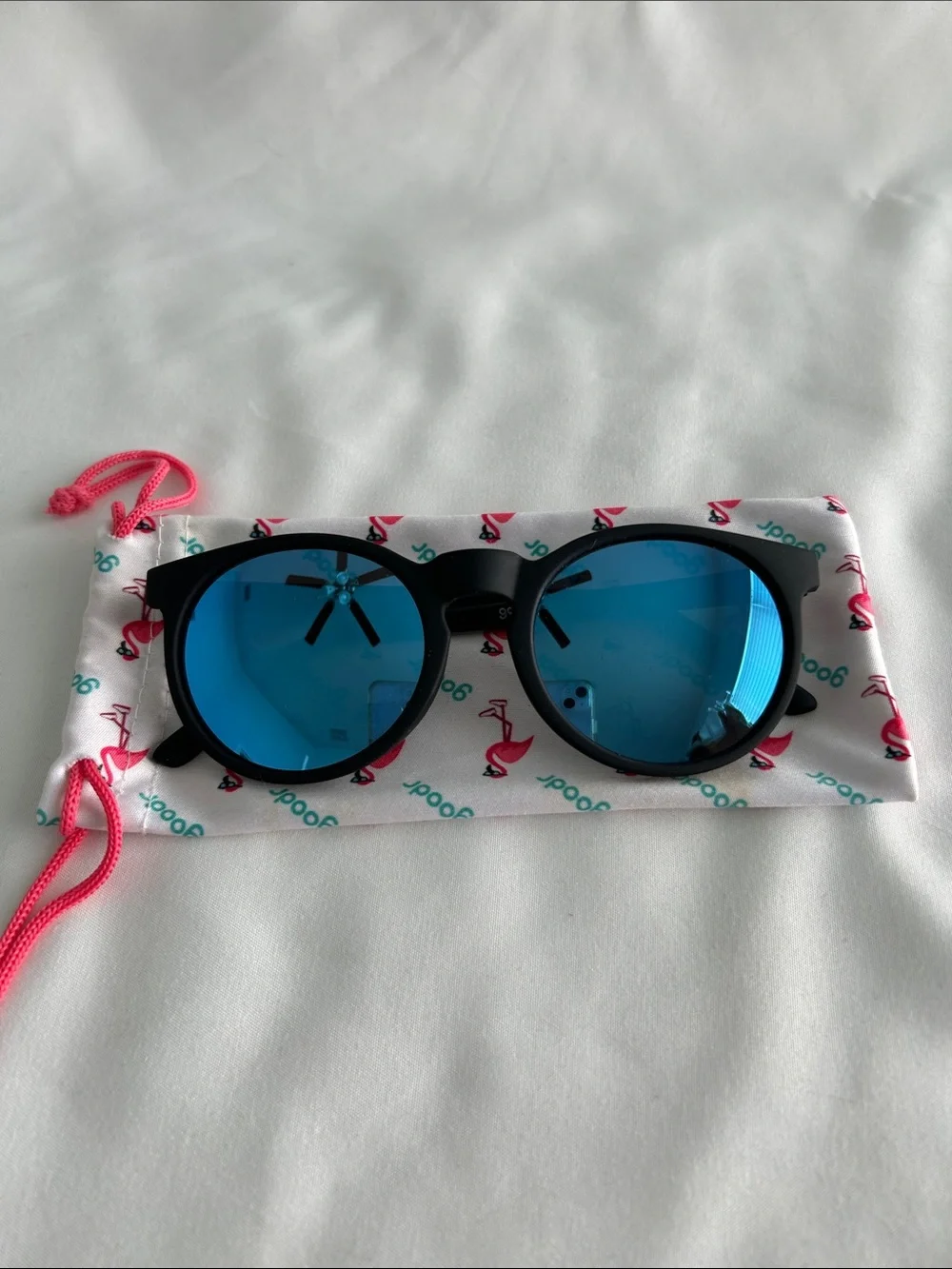 goodr Circle Gs - Black Frame Sunglasses with Blue Mirrored Lenses